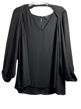 Torrid Black Sheer Chiffon Blouse Size 3 Minimalist Capsule Essential Flowy Top